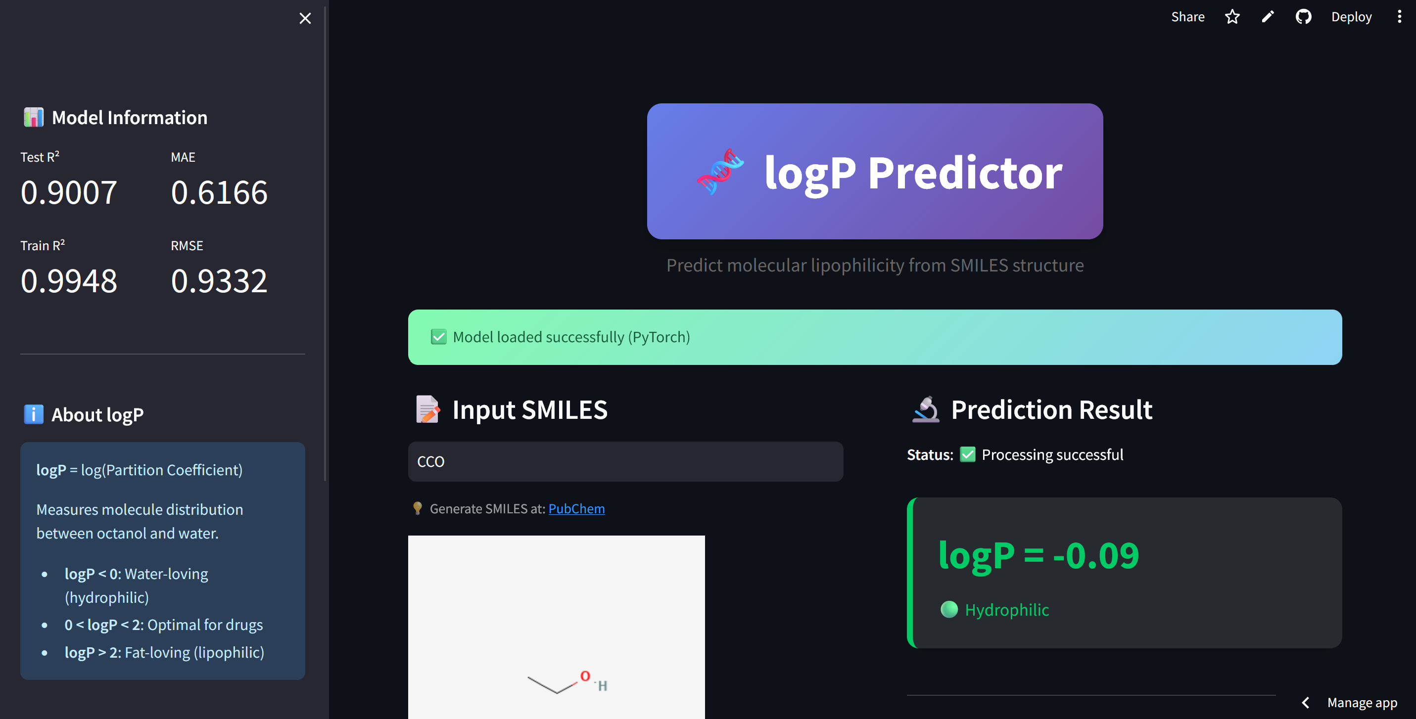 logP Predictor App Interface